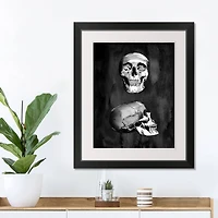 Skull Halloween Print in Black Frame