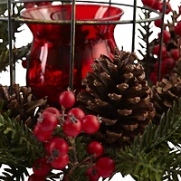 15" Pine & Berry Birdhouse Candelabrum