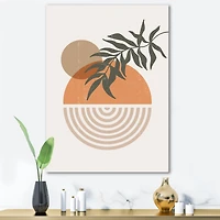 Designart - Abstract Geometrical Sun and Moon With Leaf I