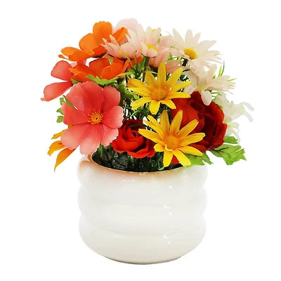 9" Multicolor Mixed Ranunculus Arrangement in White Container by Ashland®