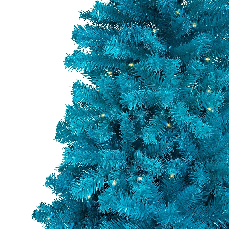 7ft. Pre-Lit Medium Turquoise Pine Artificial Christmas Tree, Clear Lights