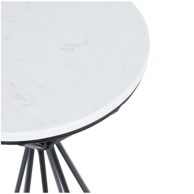 Black Metal Geometric Cone Shaped Rod Plant Stand with Marble Tabletop Set