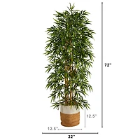 6ft. Artificial Bamboo Tree with Handmade Jute & Cotton Basket