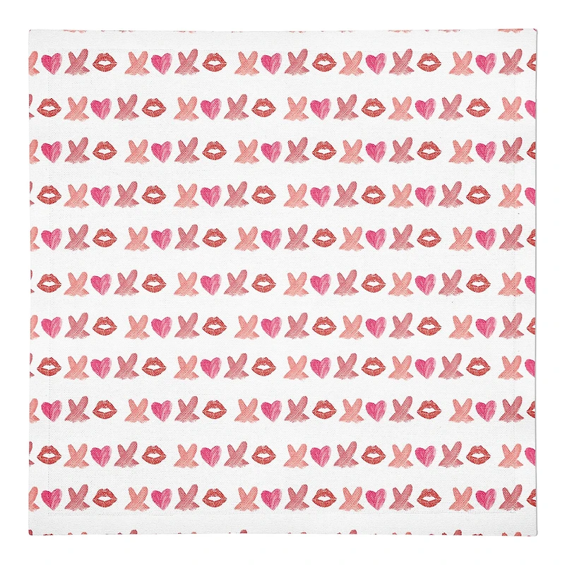 Lipstick XO Pattern 10" x 10" Cotton Twill Napkin