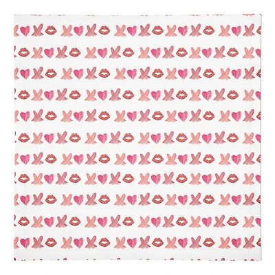 Lipstick XO Pattern 10" x 10" Cotton Twill Napkin