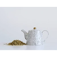 Hello Honey® White & Black Speckles Stoneware Teapot