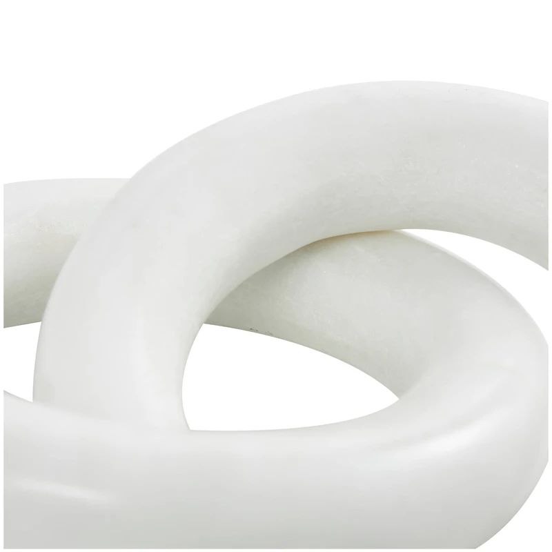 7" White Marble Geometric 2-Link Chain Sculpture