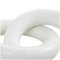 7" White Marble Geometric 2-Link Chain Sculpture
