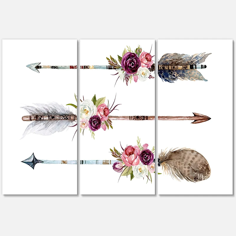 Designart - Ethnic Feathers and Flowers On Native Arrows III