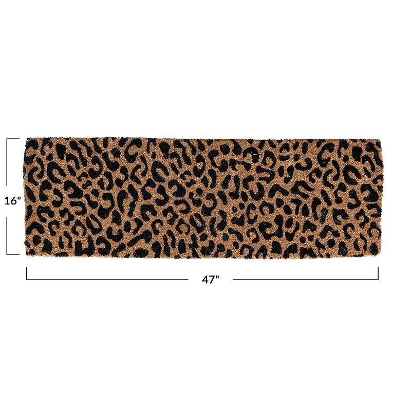 Hello Honey® 47" x 16" Natural Coir Double Doormat with Leopard Print