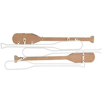 Light Brown Wood 12 Hangers Paddle Wall Hook with Stripe Patterns Set of 2 30", 29"