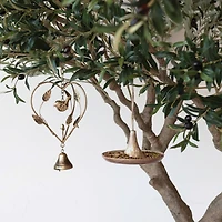 Hello Honey® 6.75" Tan Stoneware Bird Feeder with Jute Hanger