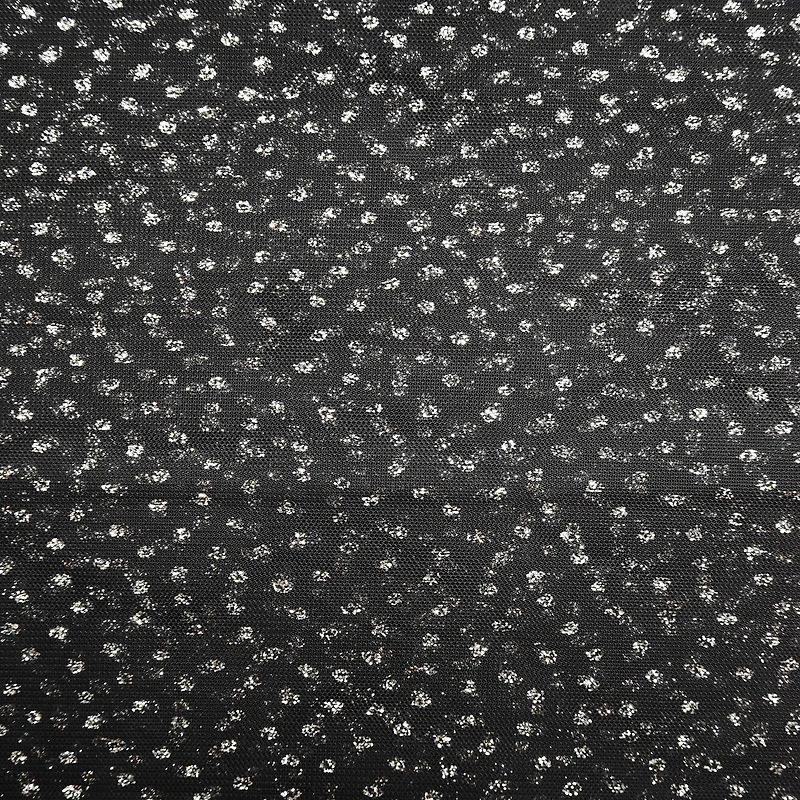 Feldman Black with Silver Glitter Dots Mesh