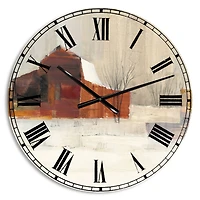 Designart 'Winter In The Barns Farmhouse Wall Clock