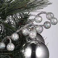 2ft. Pre-Lit Frosted Silver Pine Artificial Christmas Tree, Warm White LED Lights