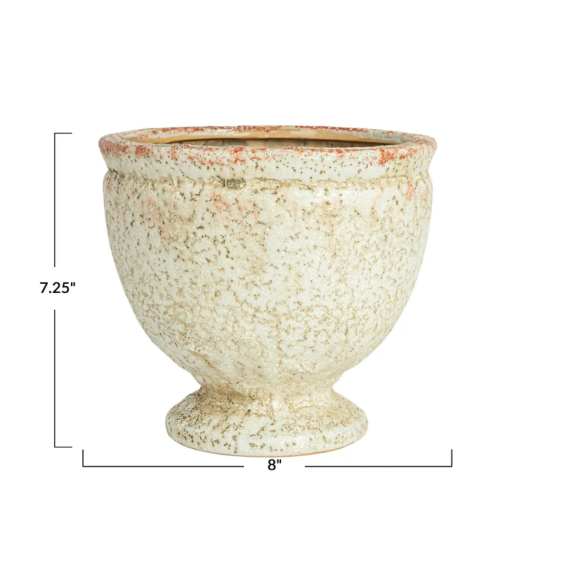 Hello Honey® 8" Round Distressed Terra Cotta Footed Planter