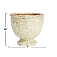 Hello Honey® 8" Round Distressed Terra Cotta Footed Planter