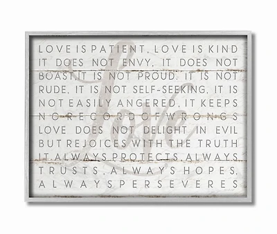 Stupell Industries Love Is Patient Corinthians Verse Gray Framed Wall Art