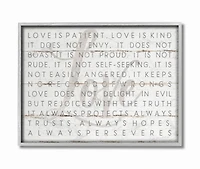 Stupell Industries Love Is Patient Corinthians Verse Gray Framed Wall Art