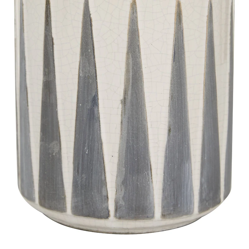 Gray Ceramic Traditional Vase, 13" x 6" x 6"