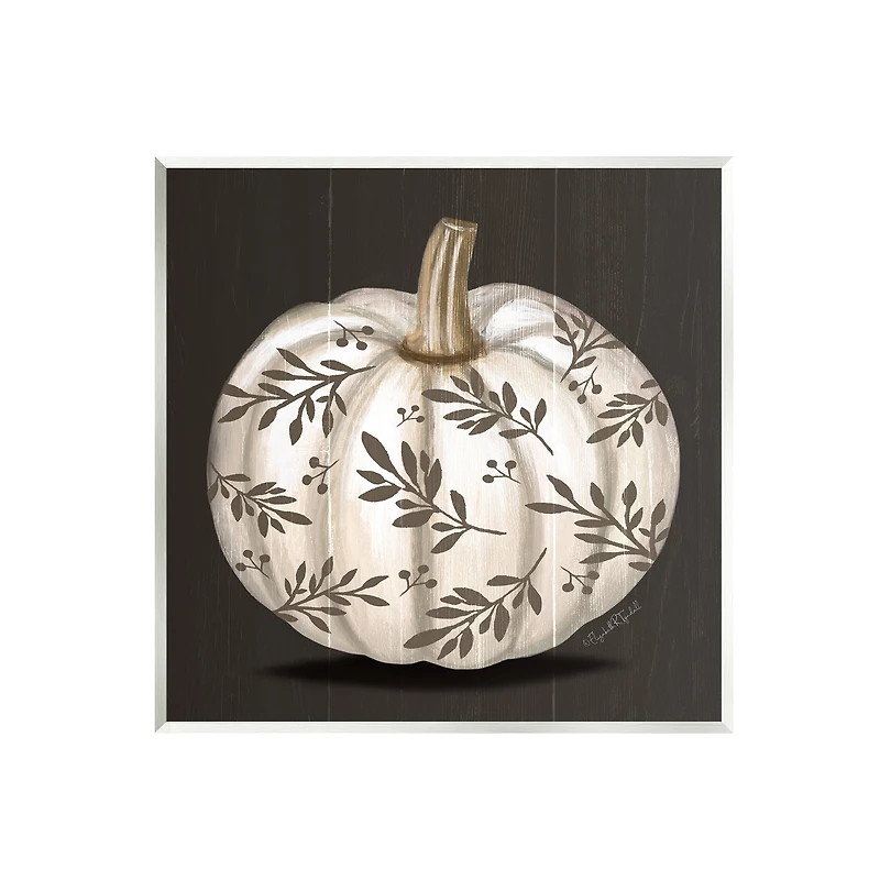 Stupell Industries Leaf Patterned Fall Pumpkin Wall Plaque Art