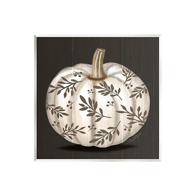 Stupell Industries Leaf Patterned Fall Pumpkin Wall Plaque Art