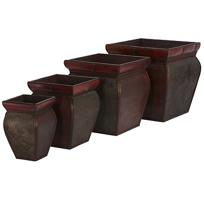 4 Square Planters with Rim Set