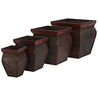 4 Square Planters with Rim Set