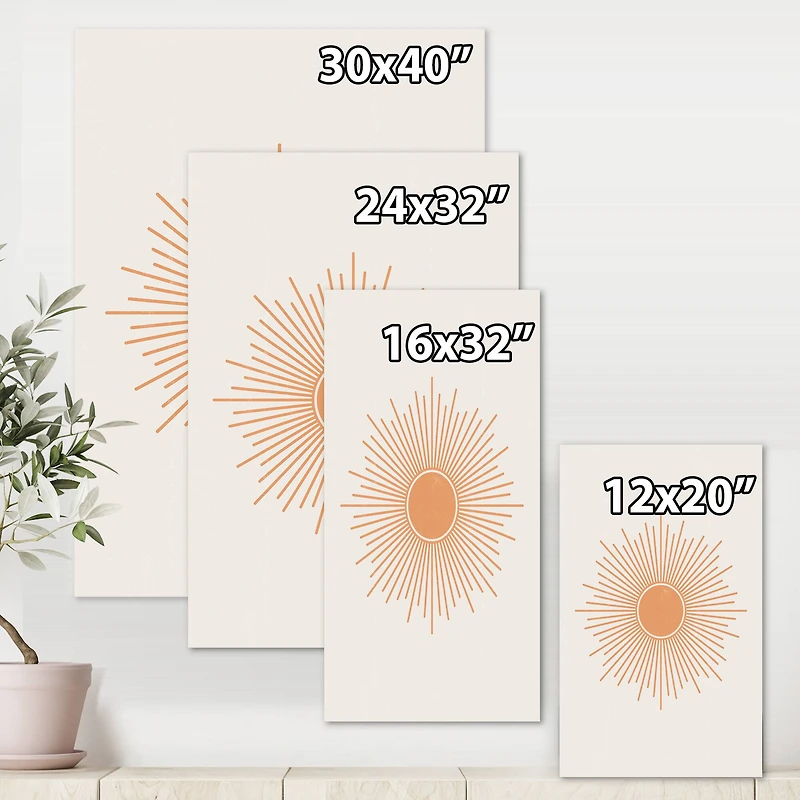 Designart - Minimalist Bright Shining Orange Sun Rays III