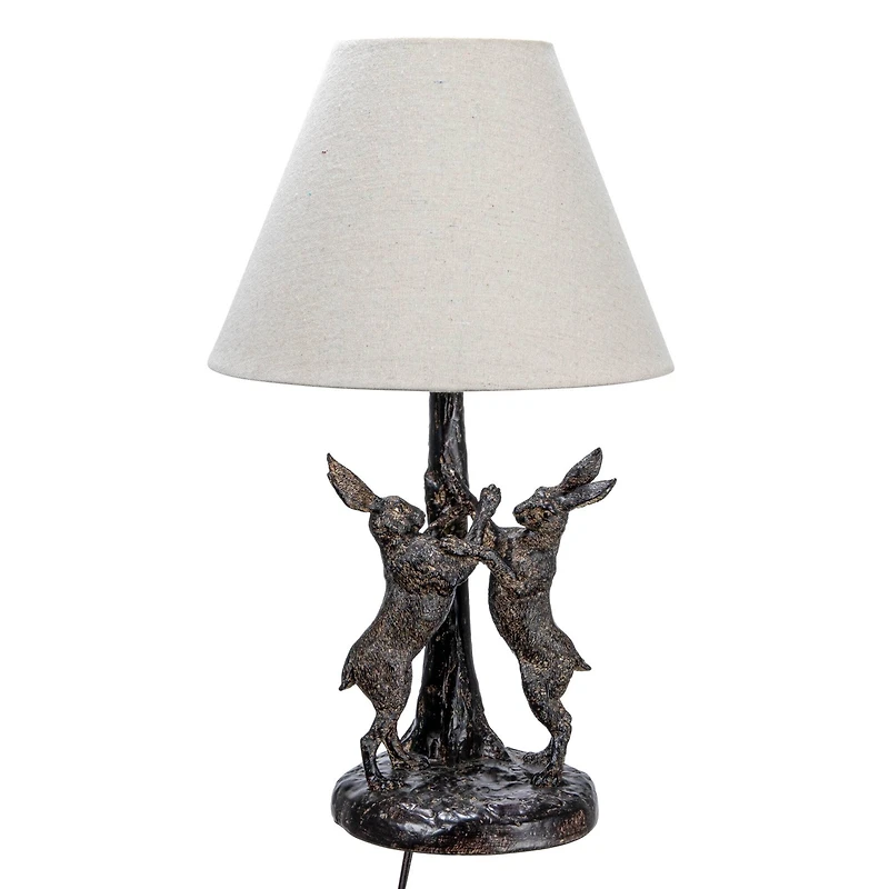 Hello Honey® 18.5" Brown & Natural Bunny Rabbit Table Lamp with Linen Empire Shade