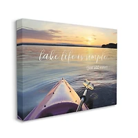 Stupell Industries Lake Life Is Simple Phrase Kayak Boat Sunrise Canvas Wall Art