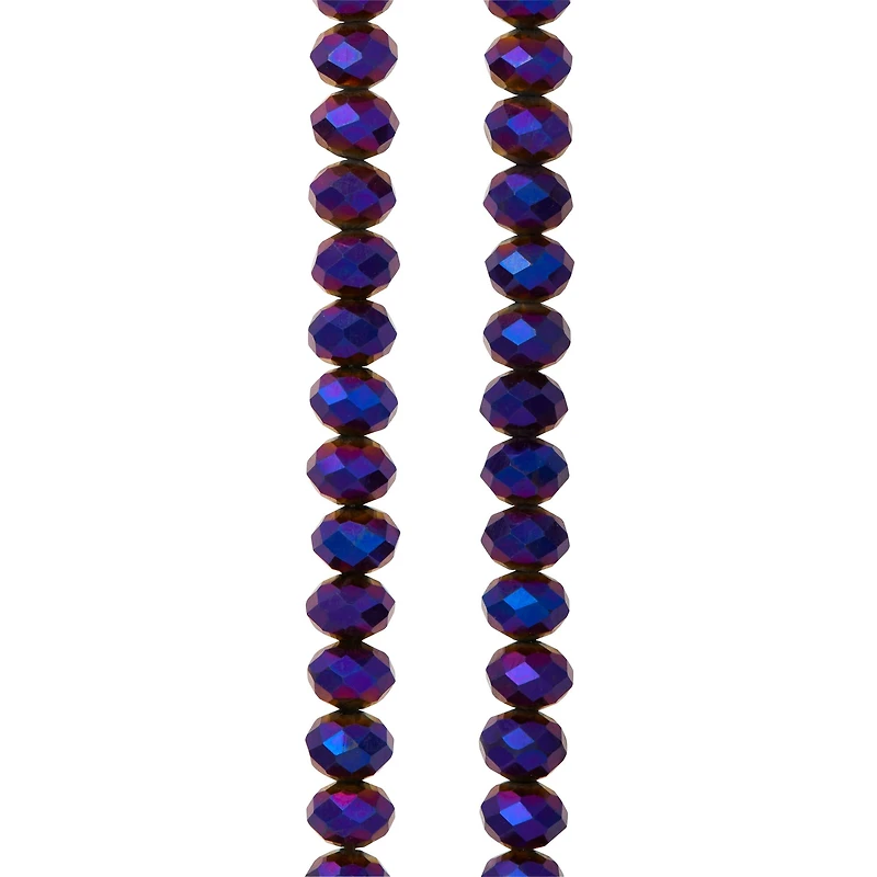 12 Pack: Amethyst Iridescent Glass Faceted Rondel Beads, 6mm by Bead Landing™