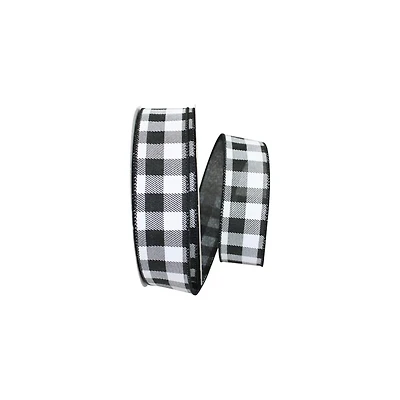 Reliant 1.5" x 25yd. Gingham Print Taffeta Wired Ribbon