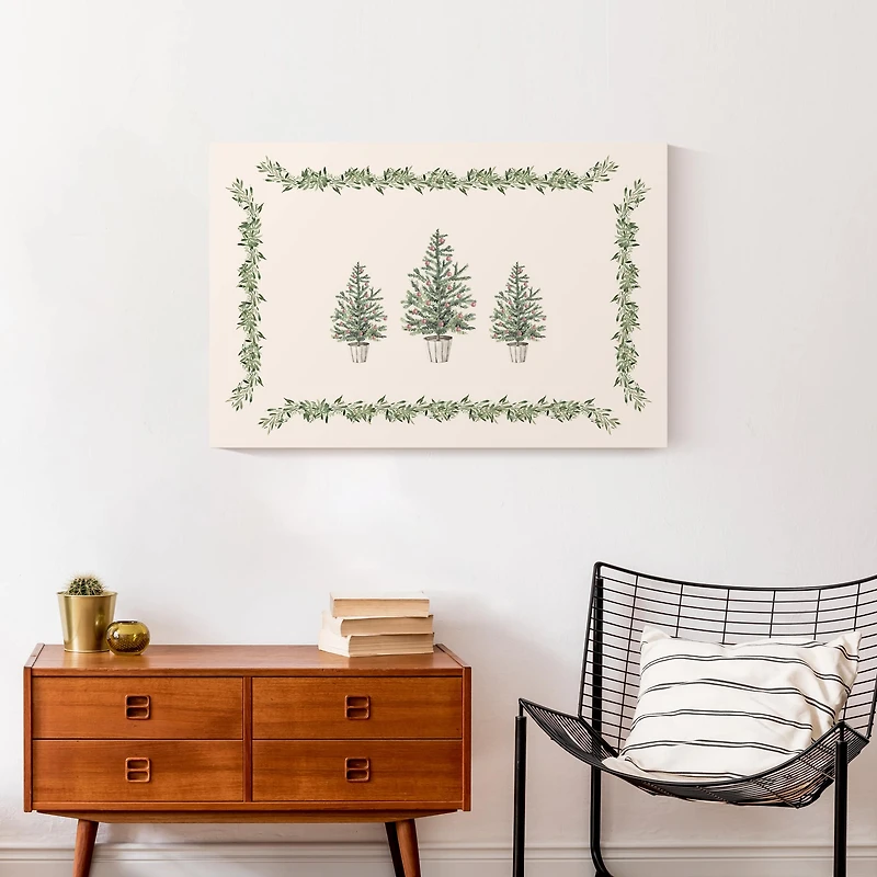 Garlan Border Christmas Tree Canvas Wall Art