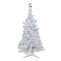 3ft. Pre-Lit White Rockport Pine Artificial Christmas Tree, Purple Lights