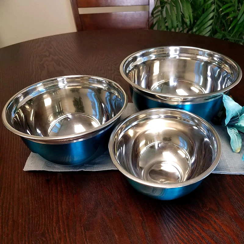Oster Rosamond Turquoise Stainless Steel Mixing Bowl Set