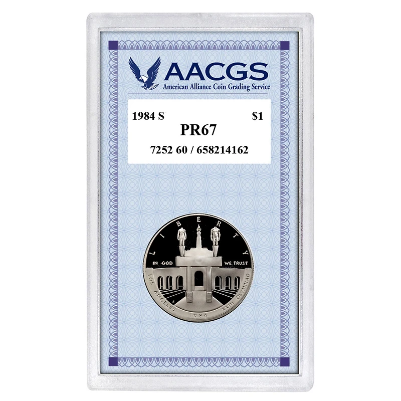 Proof 1984S Los Angeles Olympiad Commemorative Silver Dollar graded PR67