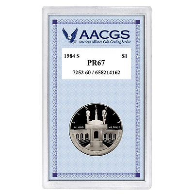 Proof 1984S Los Angeles Olympiad Commemorative Silver Dollar graded PR67