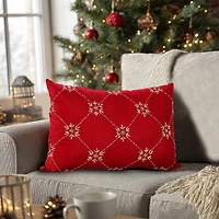 20" x 14" Burgundy Embroidered Snowflakes Throw Pillow by Ashland®