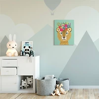 Stupell Industries Floral Crown Cheetah Spotted Fur Playful Animal Canvas Wall Art