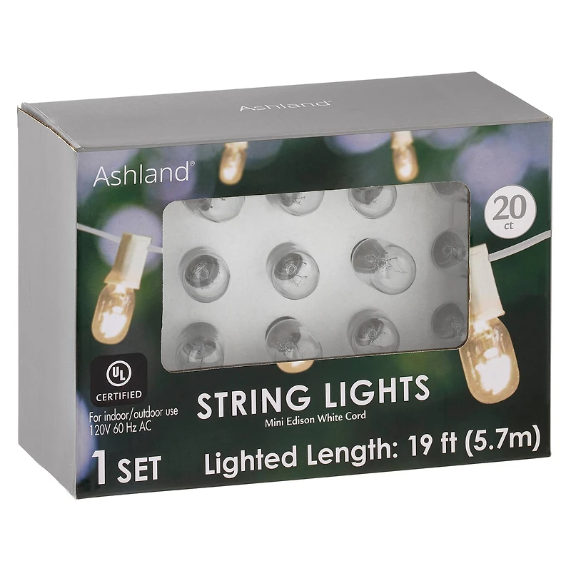 20ct. Mini Edison String Lights with White Cord by Ashland®