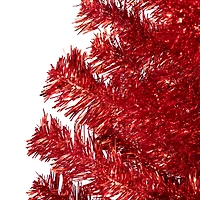 7ft. Unlit Red Artificial Tinsel Christmas Tree