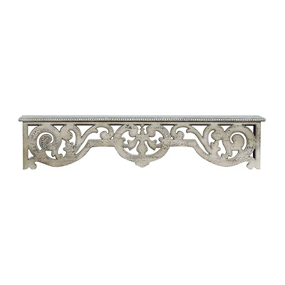 White Wood Farmhouse Wall Shelf, 10" x 48" x 8"