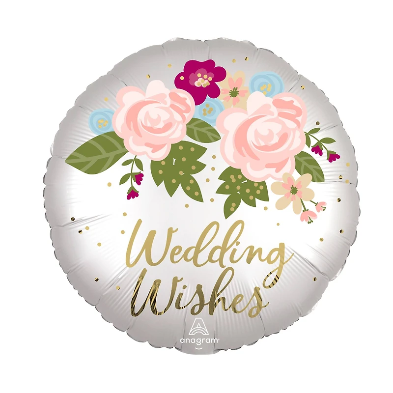18" Wedding Wishes Floral Foil Balloon