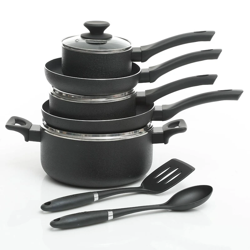 Oster Ashford 10-Piece Black Aluminum Nonstick Cookware Set