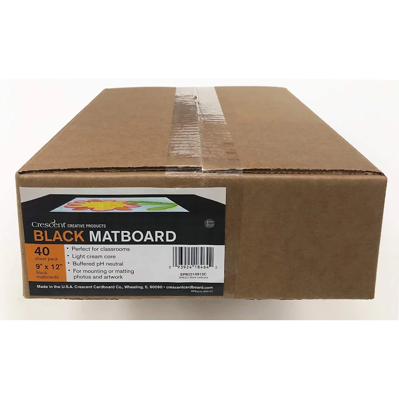 9" x 12" Crescent Black Mat Boards, 40ct.