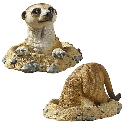 Design Toscano Into Hole & Out of Hole Kalahari Meerkat Statue Set
