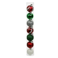 7 Pack 1.5" Red, Green, White & Silver Swirl Shatterproof Ball Ornaments by Ashland®