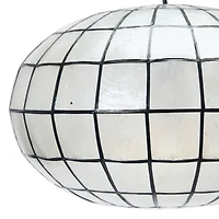 Hello Honey® 16" White Capiz Seashell & Black Oblong Ceiling Light