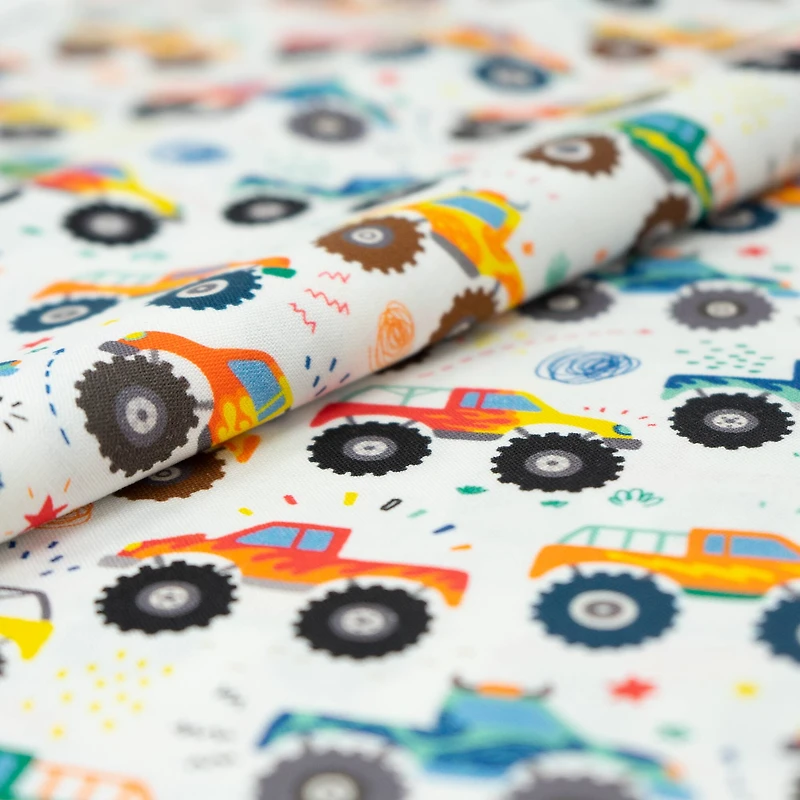 SINGER Monster Truck Scatter Print Cotton Fabric